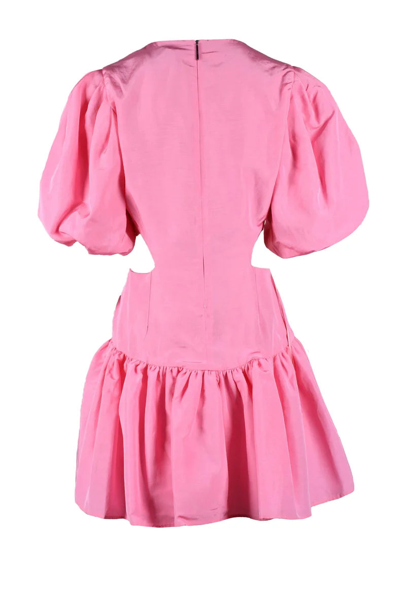 Puffball Dress Puffed Sleeves - Pink