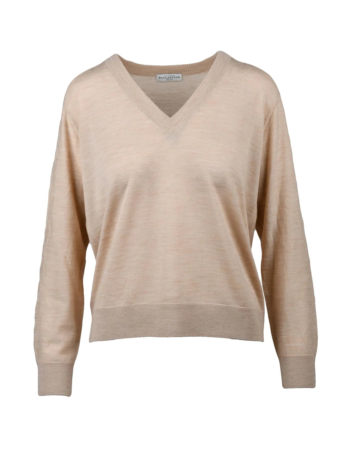 Beige V-Neck' Wool Sweater