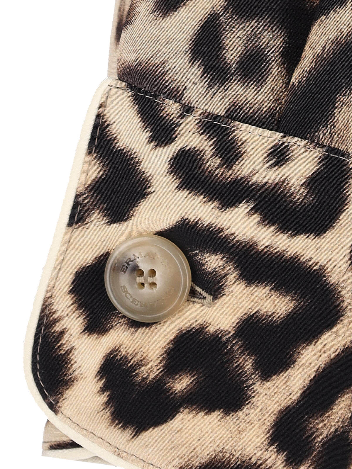 Brown Silk Pajama Shirt, All-Over Animal Print