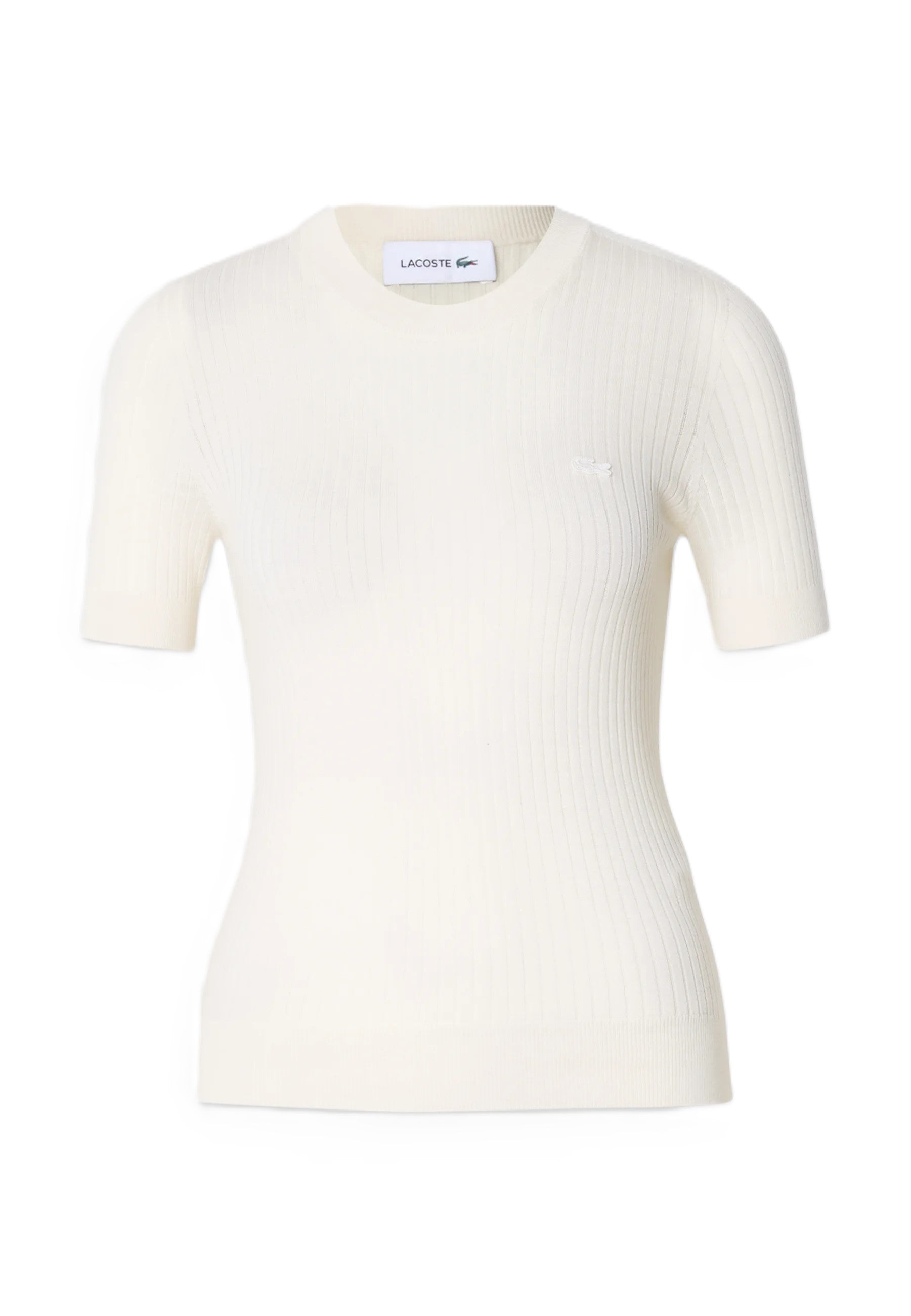 White Short Sleeve Ribbed Knit Top