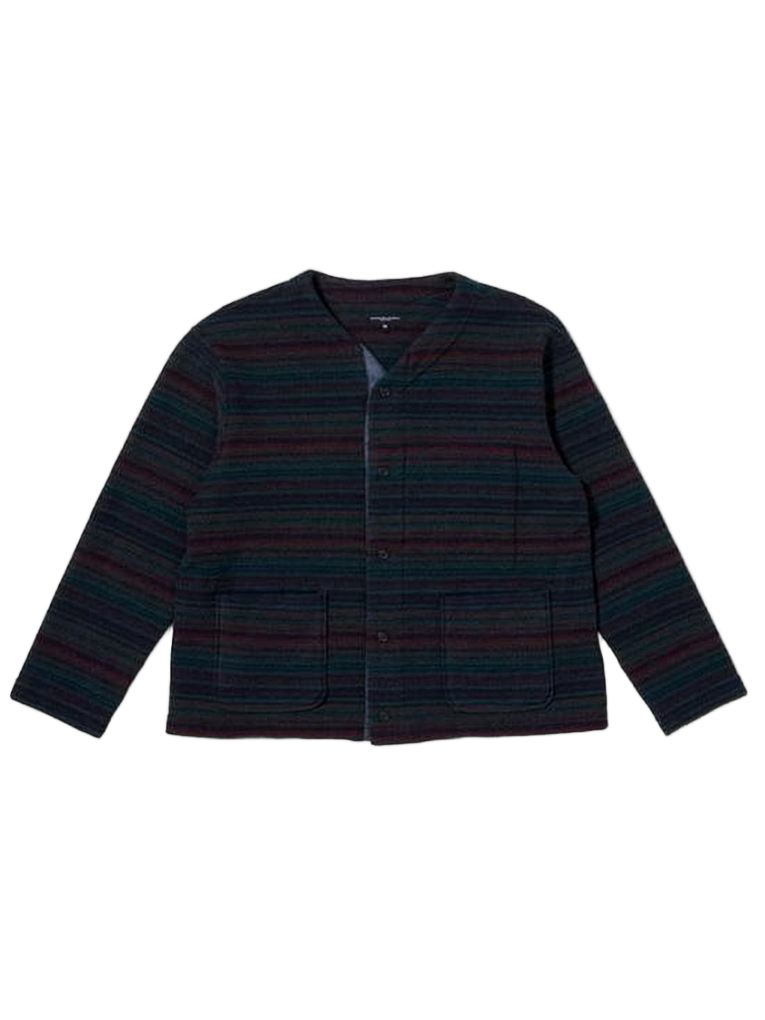 Horizontal Striped Cardigan With Textured Fabric