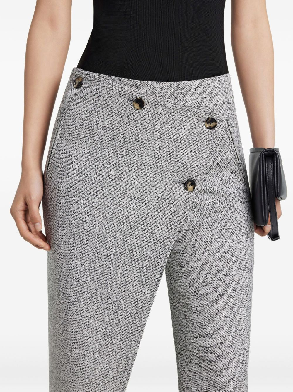 Wide-Leg Trousers With Asymmetrical Cross-Button Panel