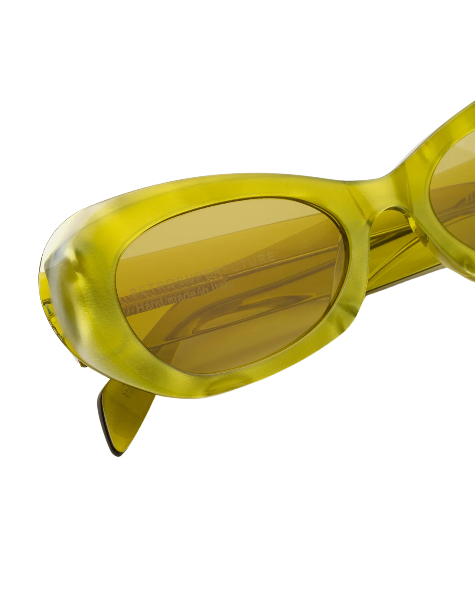 Acid Yellow Crystal Oval Sunglasses