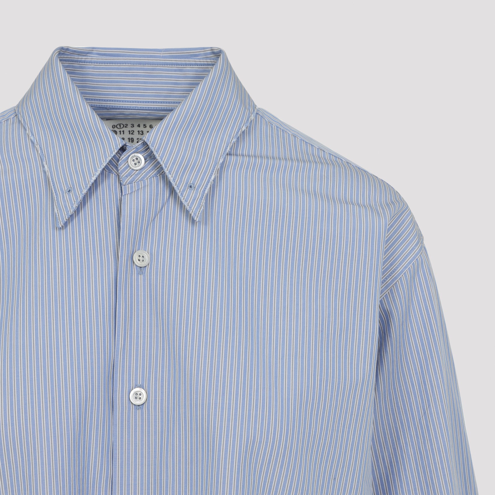 Long-Sleeved Cotton Shirt With Vertical Stripes