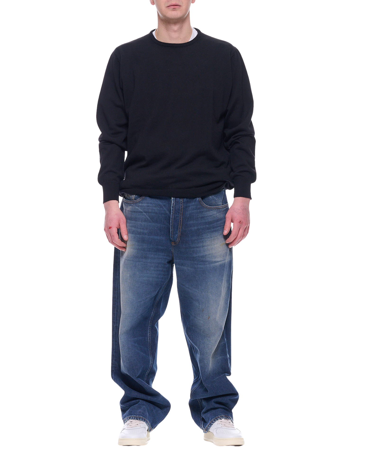Wide Leg Cotton Denim Jeans