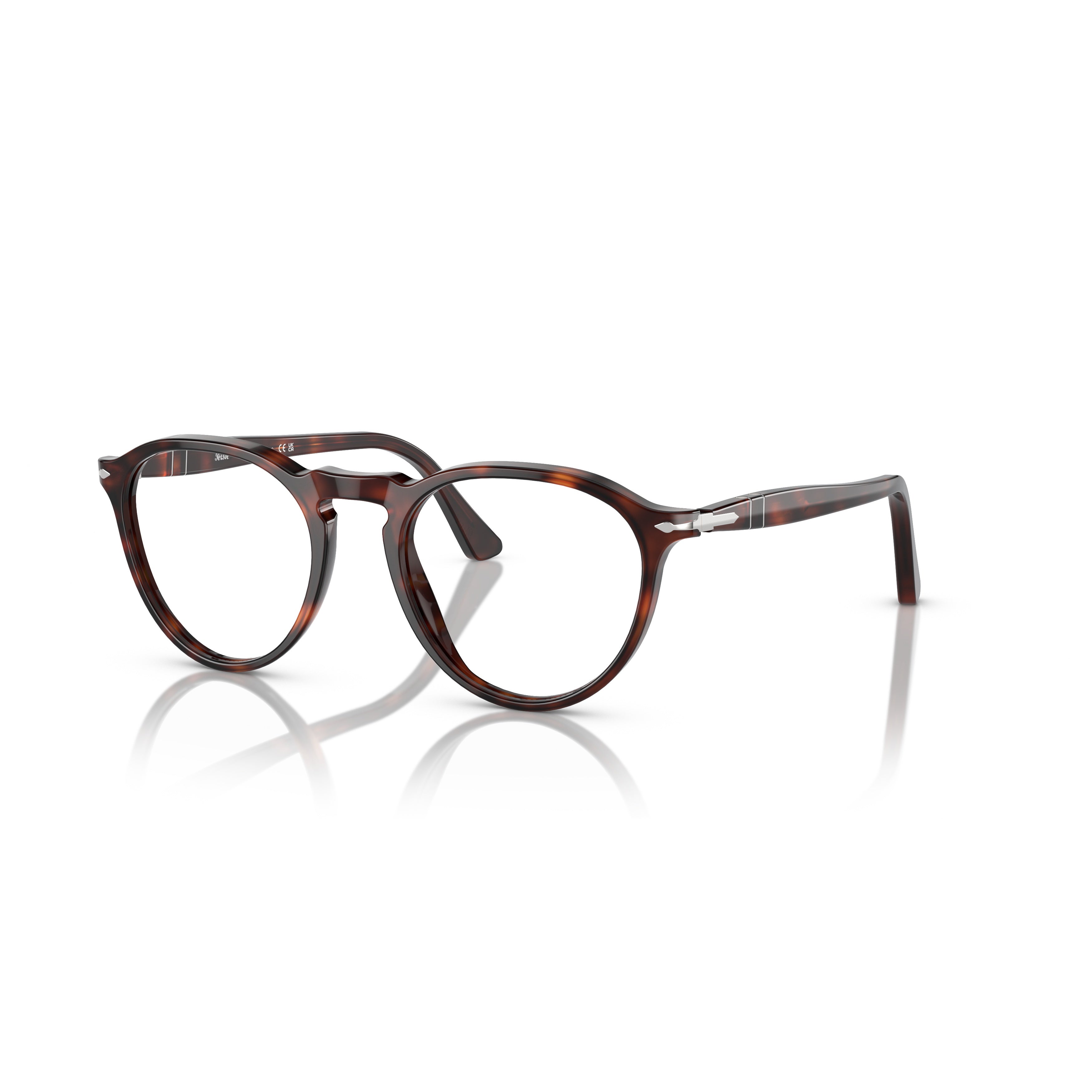 0po3286v Round Frame Tortoiseshell Acetate Eyeglasses with Keyhole Bridge