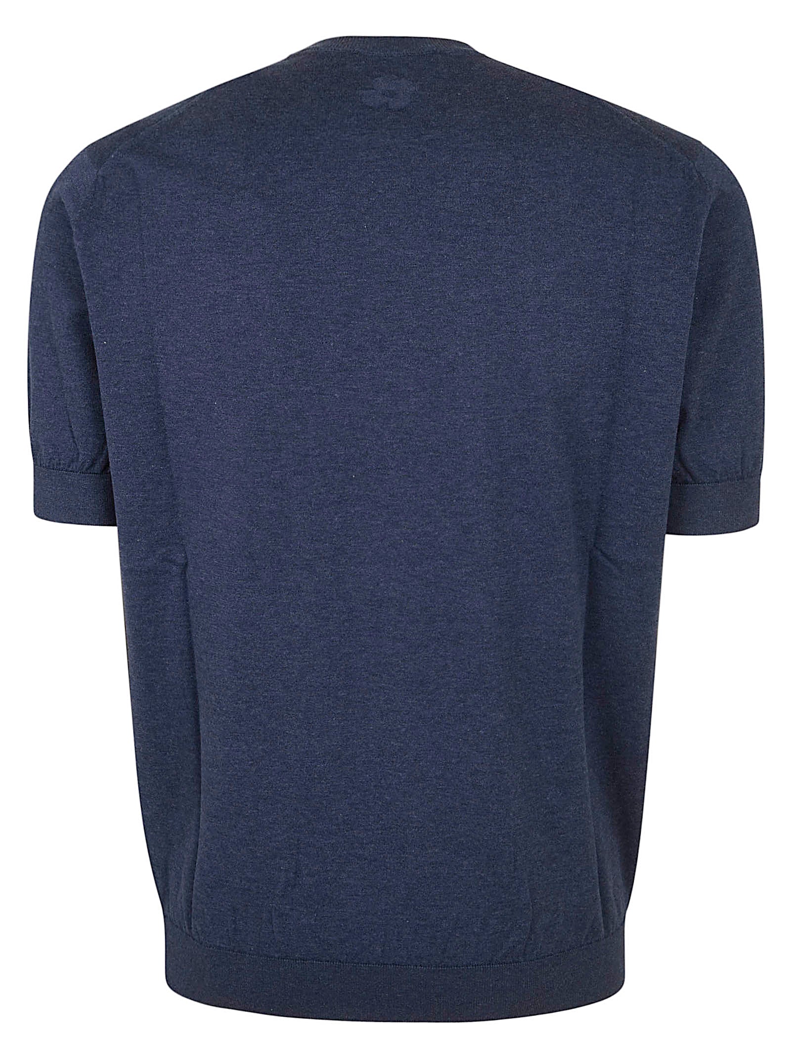 Short-Sleeved Crew Neck Sweater With Ribbed Cuffs