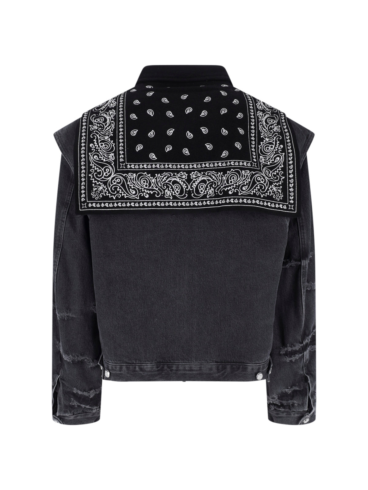 Black Bandana Print Boxy Denim Jacket