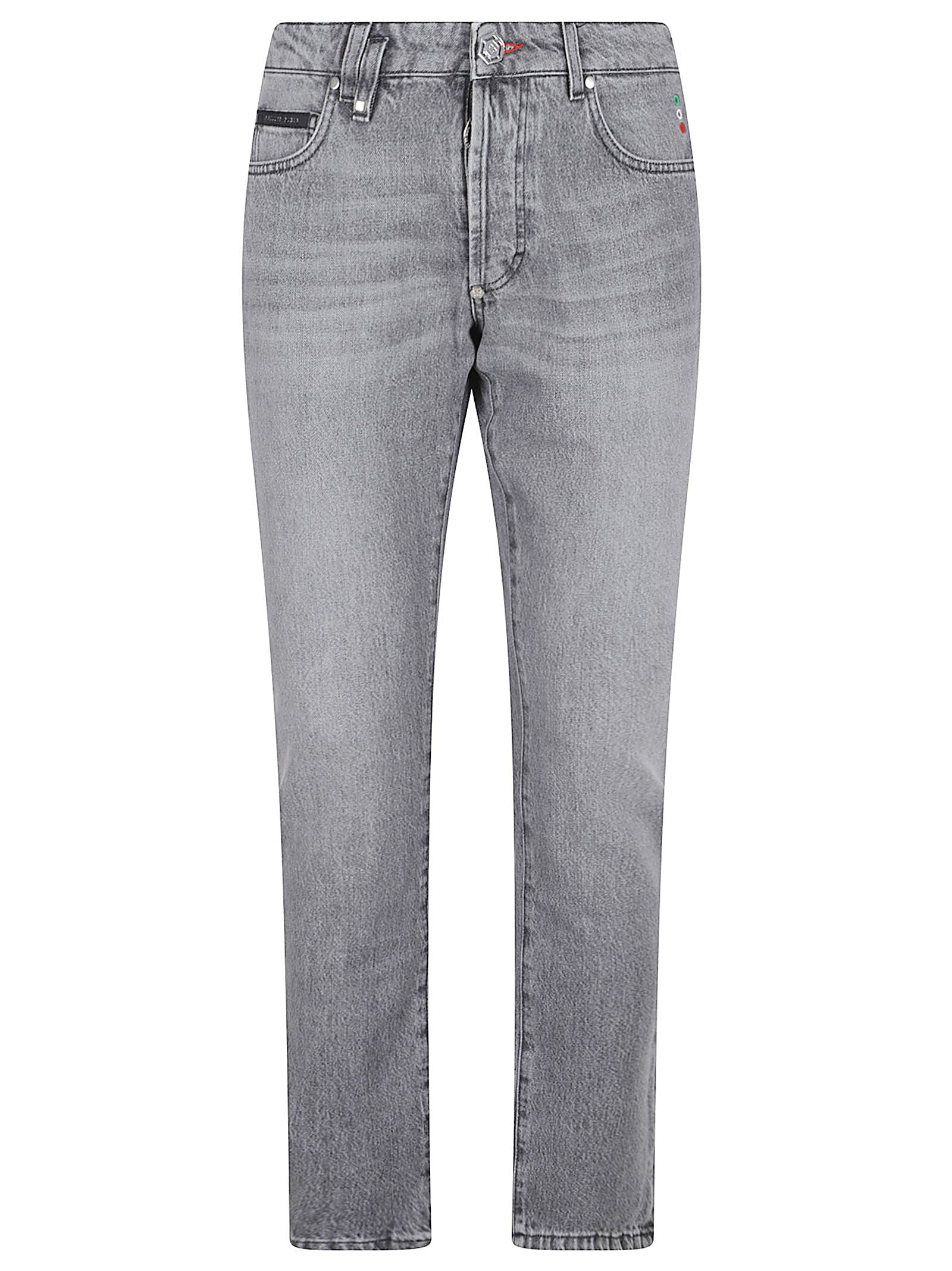 Straight-Leg Grey Denim Jeans