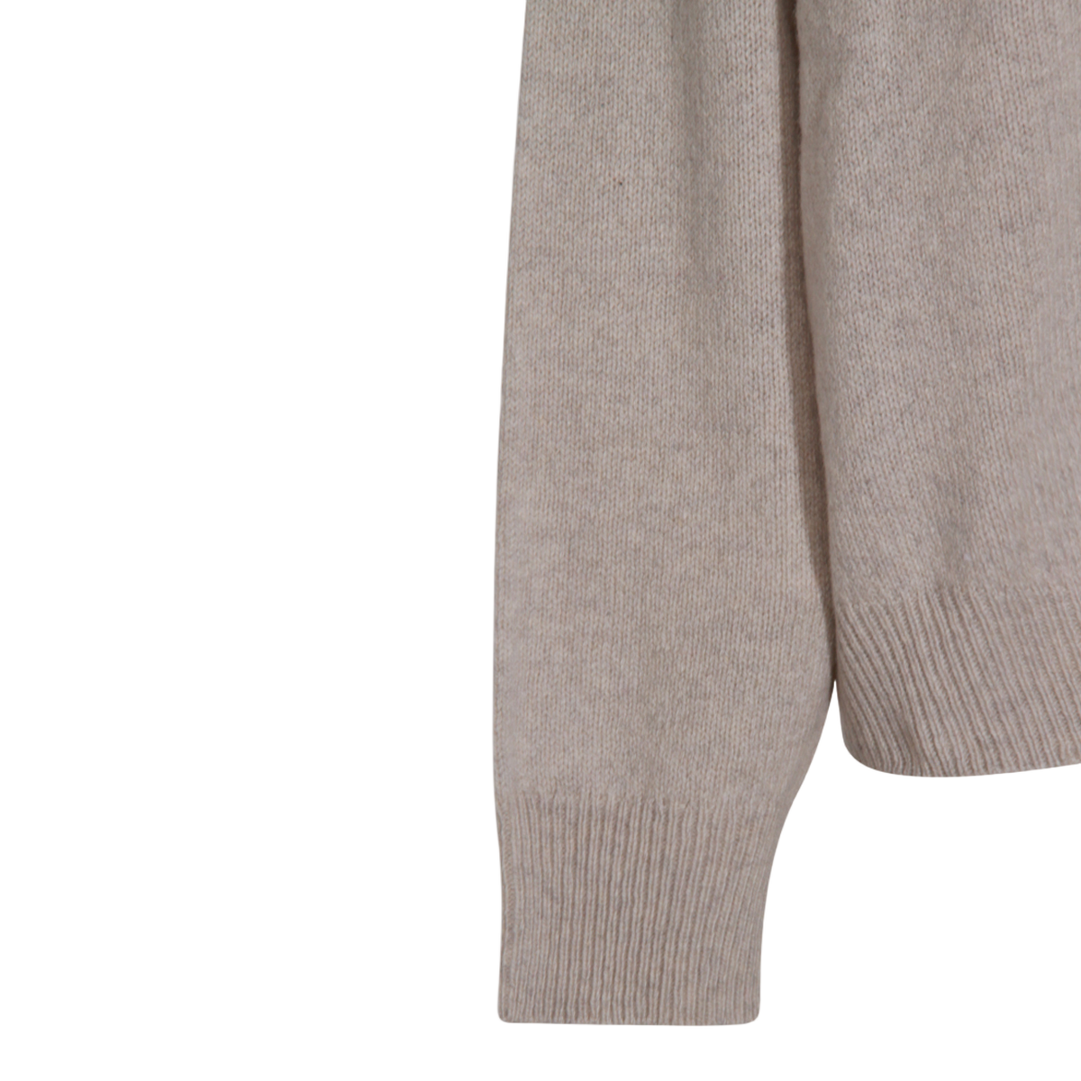 Ribbed High Neckline Sweater with V-Notch