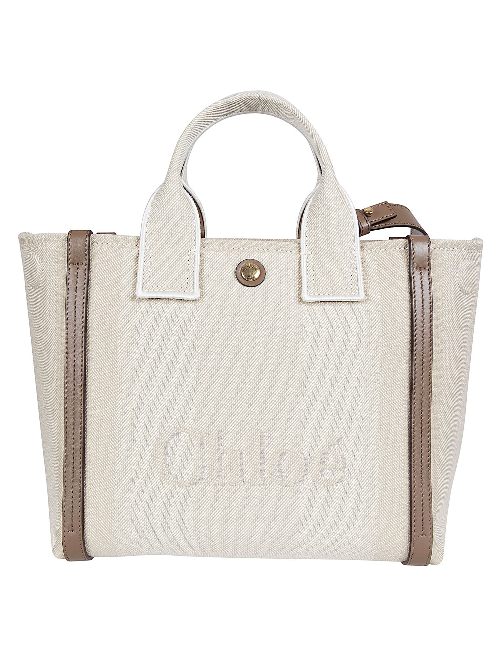 Small Structured Carry Bag with Contrasting Leather Bands