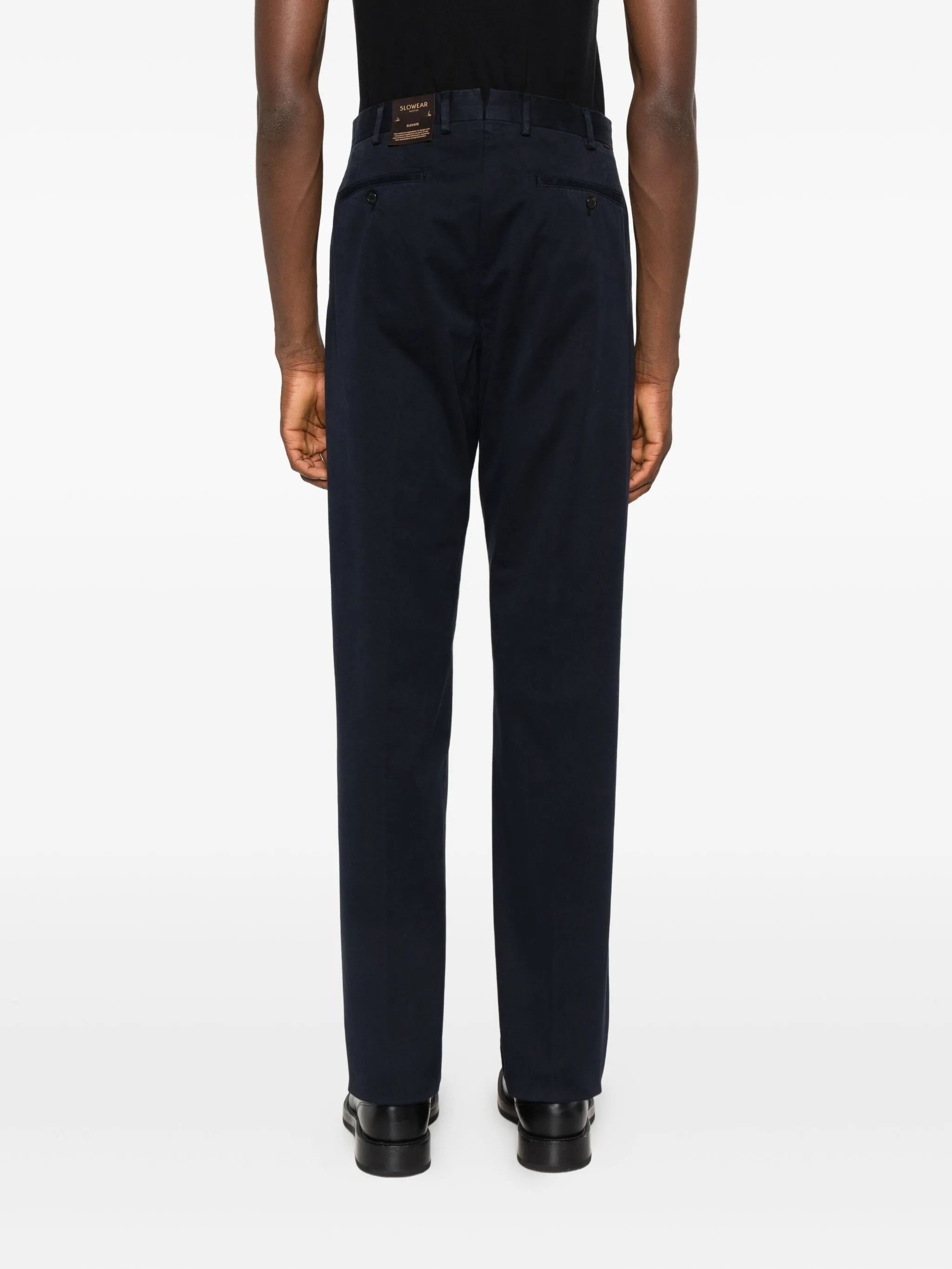 Black Straight-Leg Minimalist Cotton Trousers