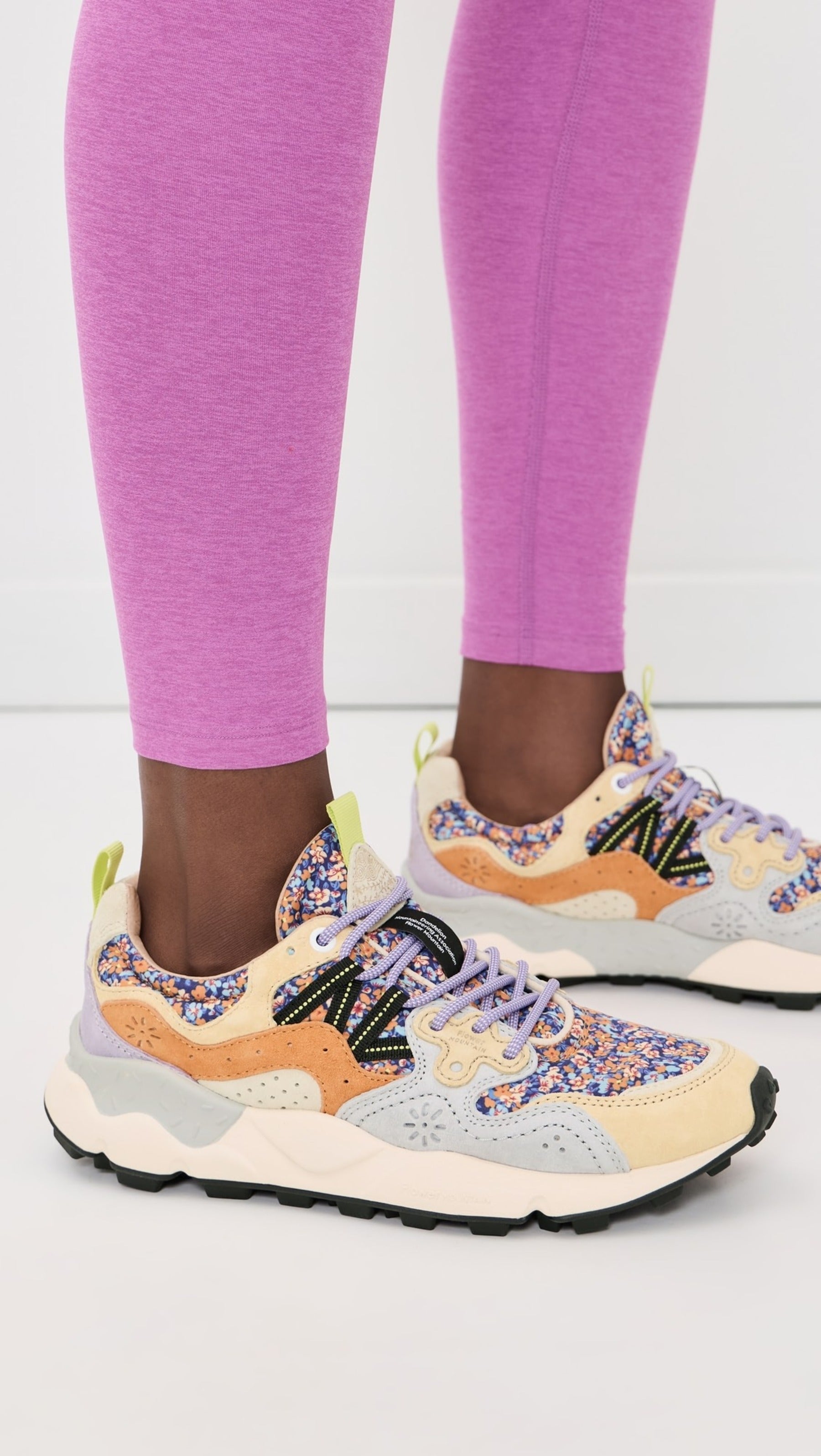 Floral-Patterned Sneakers with Suede Overlays and Innovative Textures