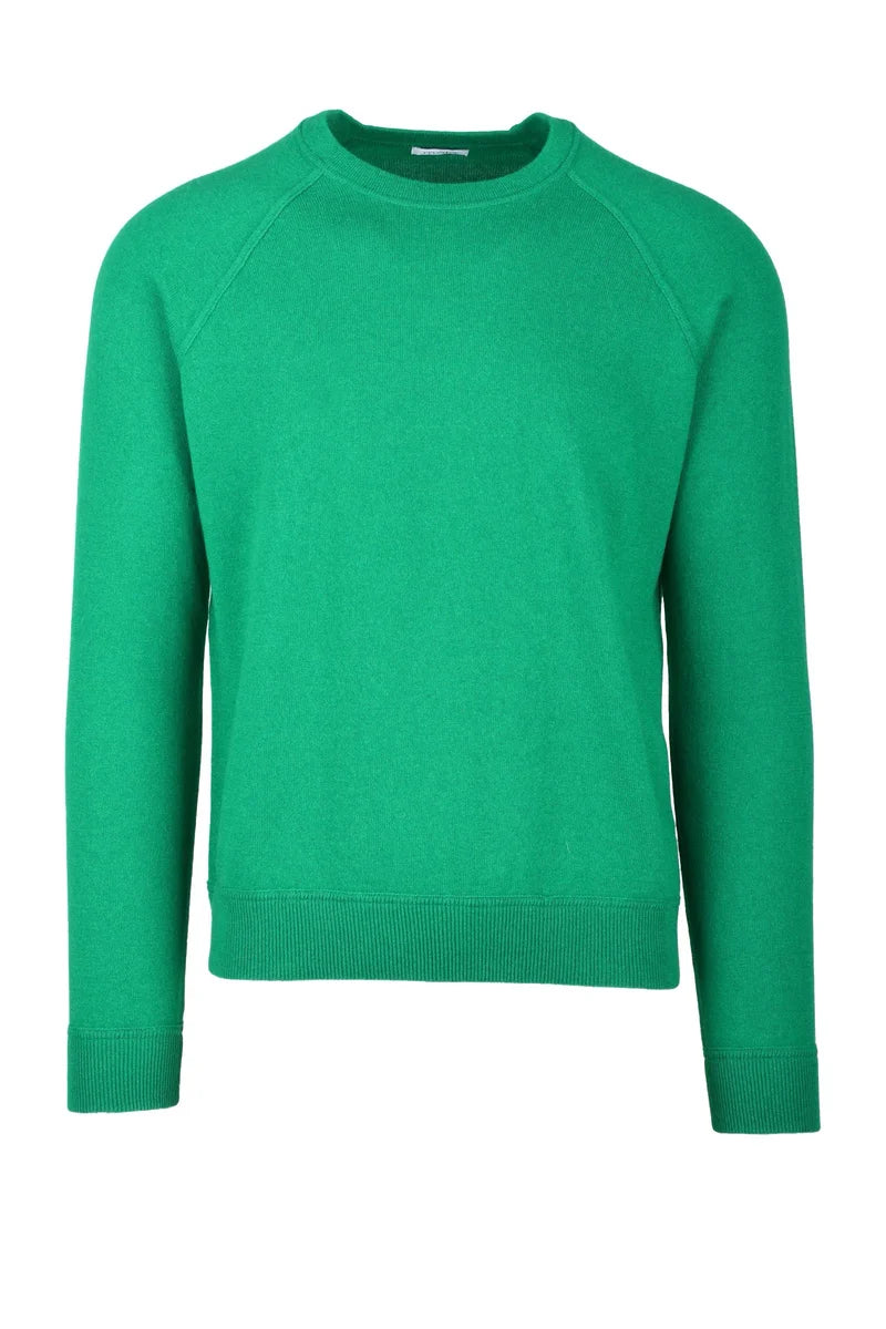 Green Cashmere Crew Neck Pullover Sweater
