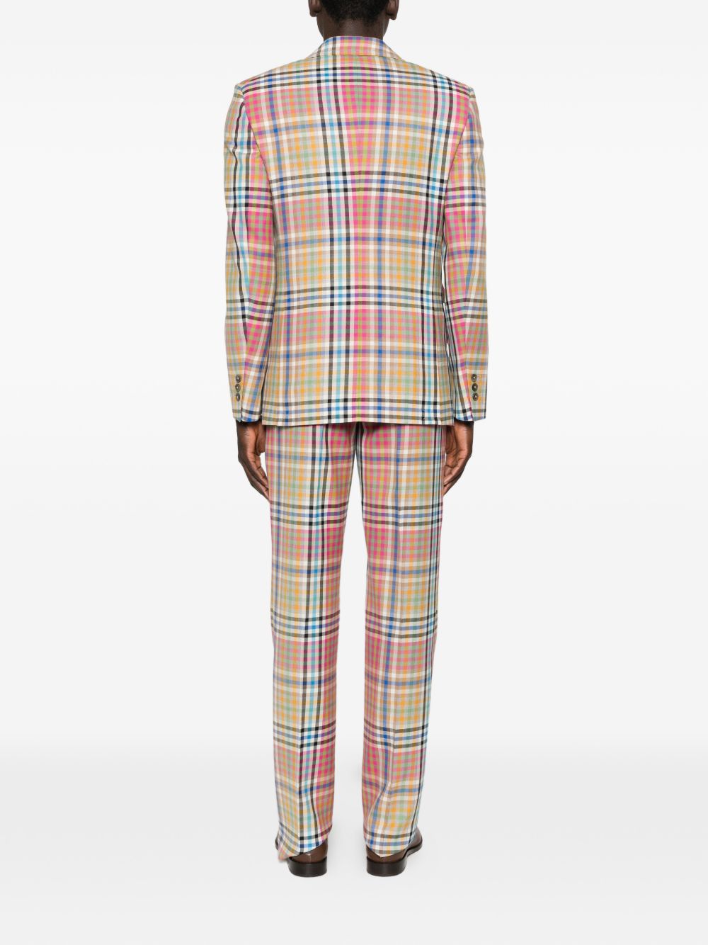 Multicolored Plaid Tailored Blazer With Notched Lapels