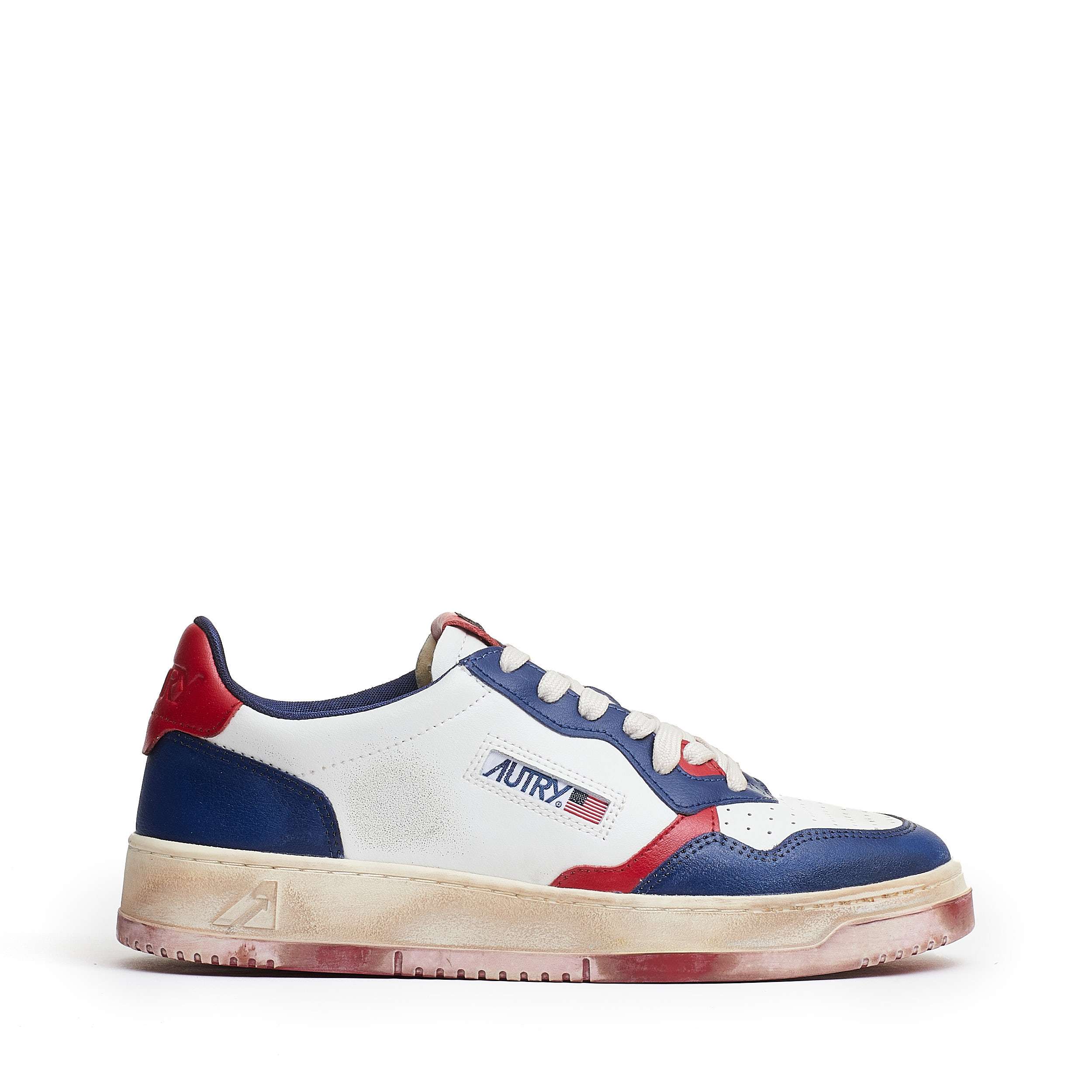 White/Blue/Red Medalist Low Super Vintage Leather Sneakers