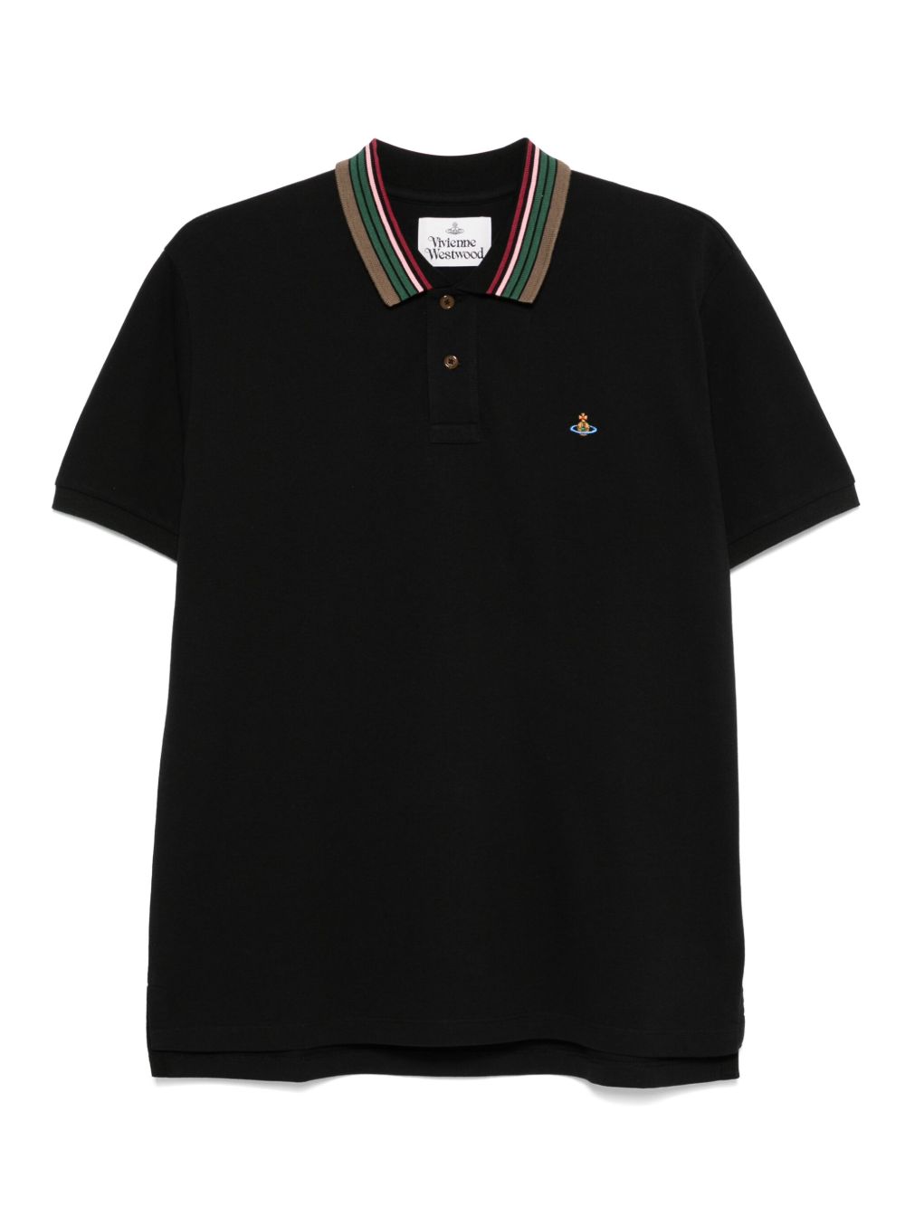 Ribbed Collar Black Polo Shirt