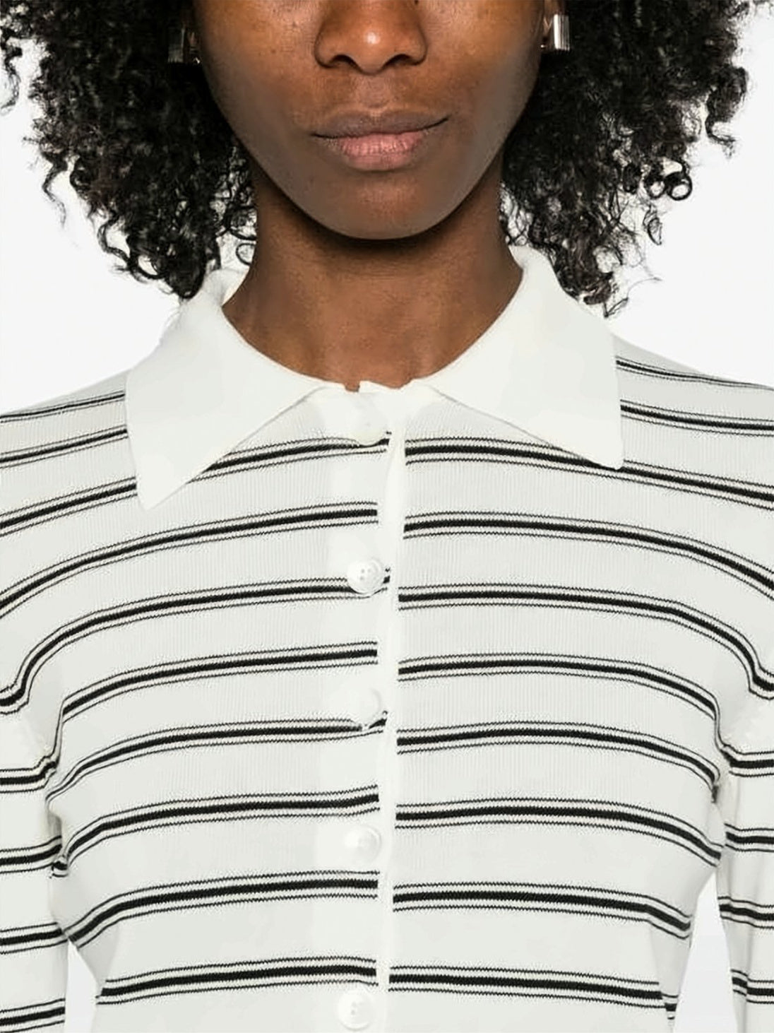 Cropped Cardigan with Classic Collar and Ribbed Finish