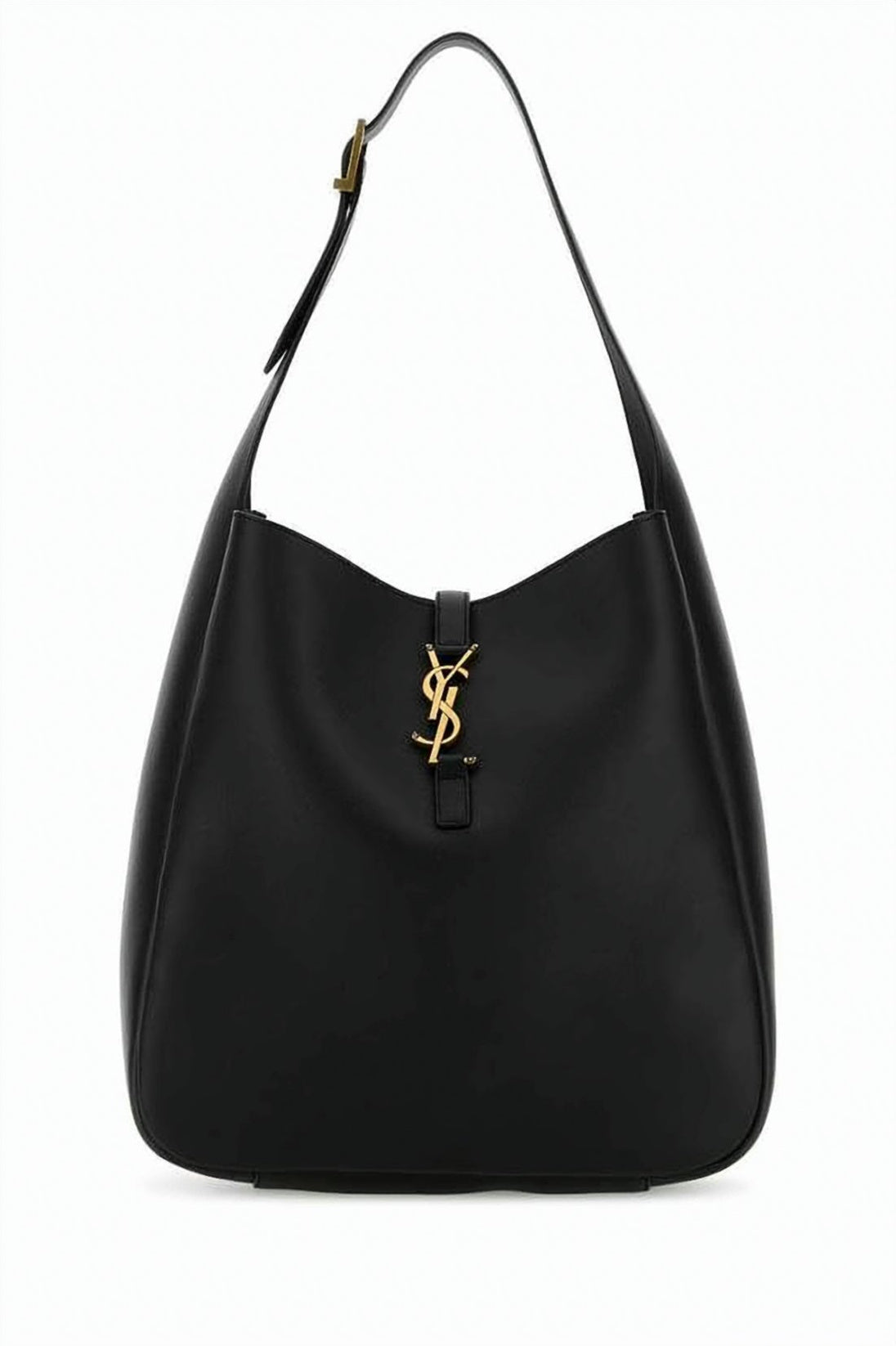 Smooth Calf Leather Shoulder Bag with Adjustable Brass Clasp