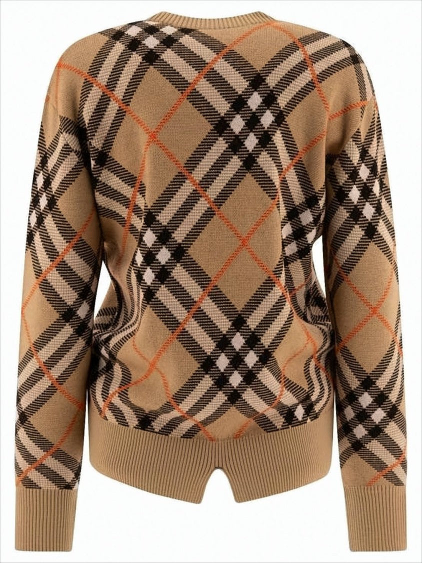 Classic Check Sweater With Ribbed Cuffs