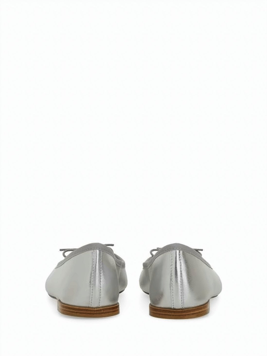 Metallic Silver Calf Leather Ballet Flats