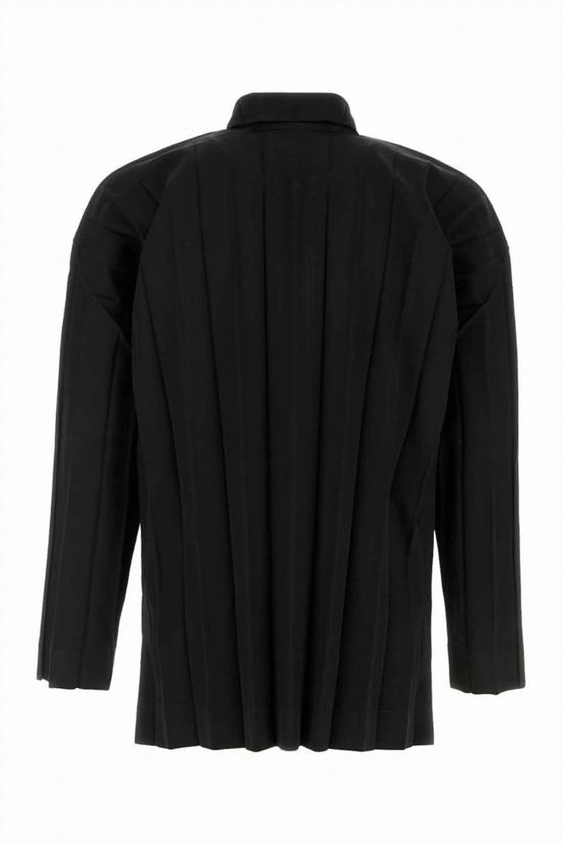 Boxy-Fit Long-Sleeve Shirt with Vertical Pleats