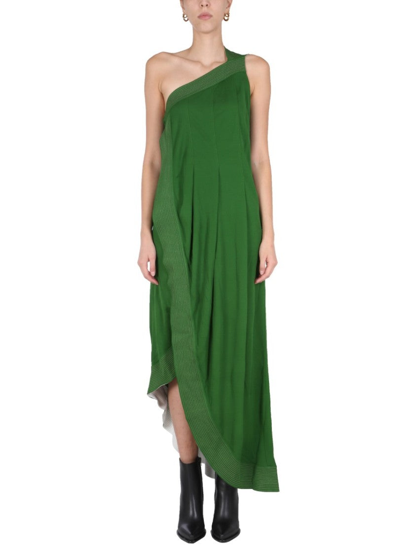 Asymmetrical Green Midi Dress