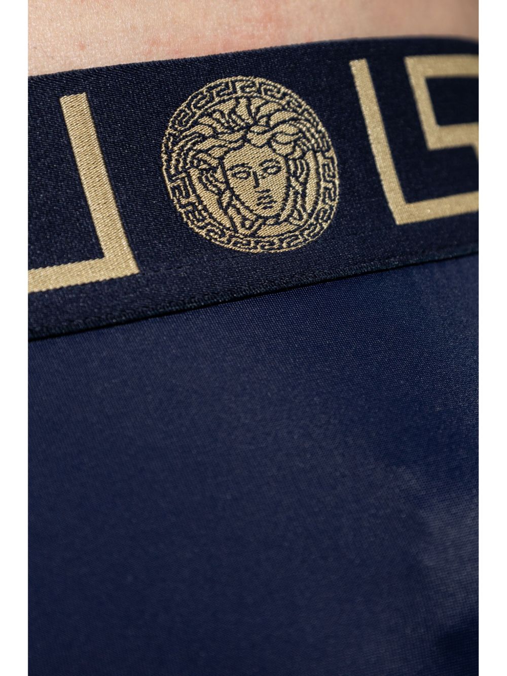 Navy Blue Stretch Cotton Swim Briefs