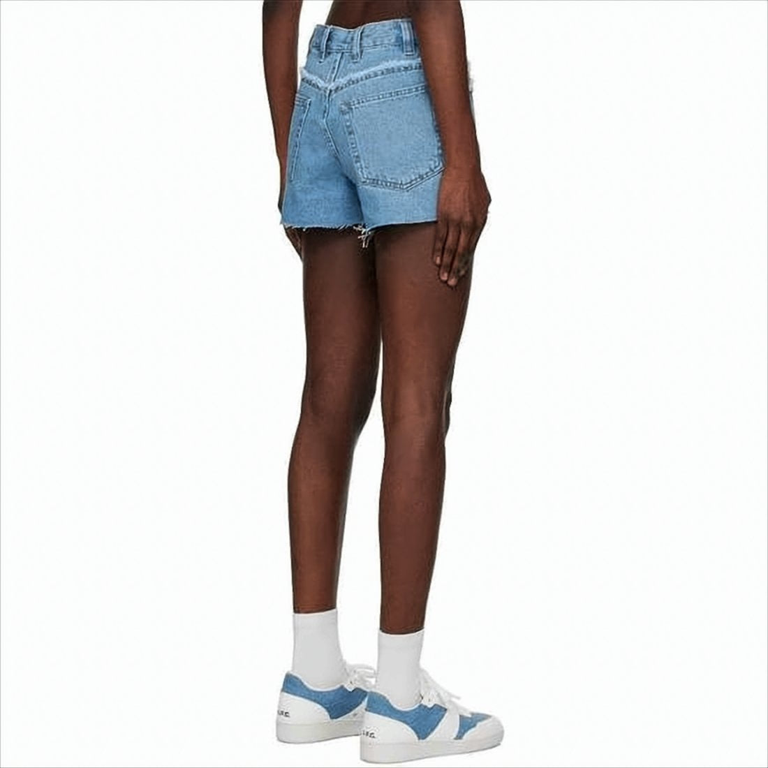 Light Blue Denim Shorts with Frayed Hem