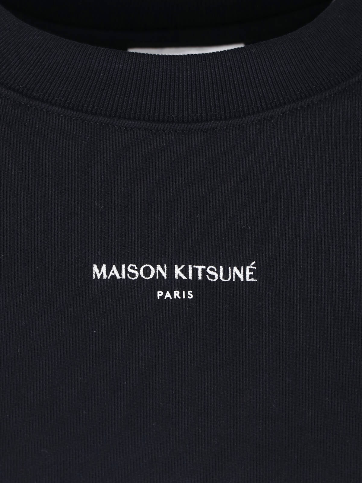 Black Cropped Crewneck Cotton Logo Sweatshirt
