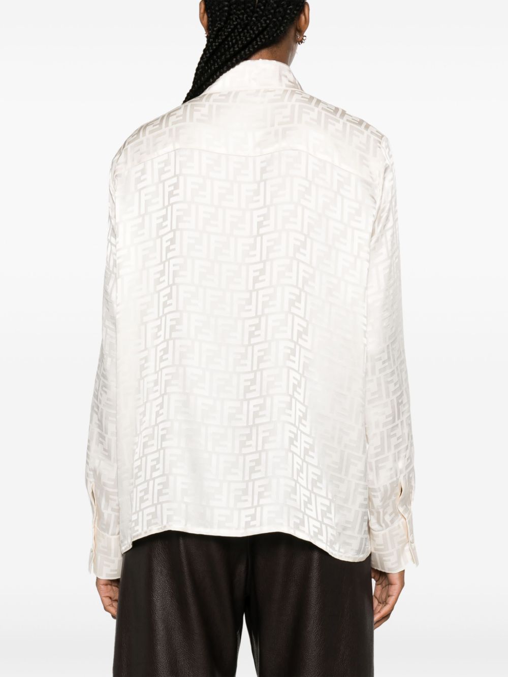 White Jacquard Shirt With Tonal Monogram Design