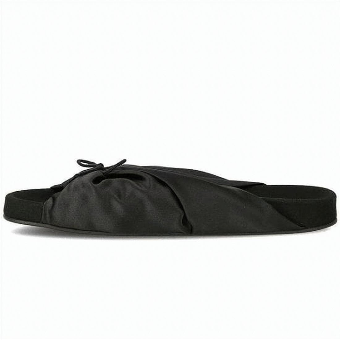 Gathered Satin Mules with Rubber Sole