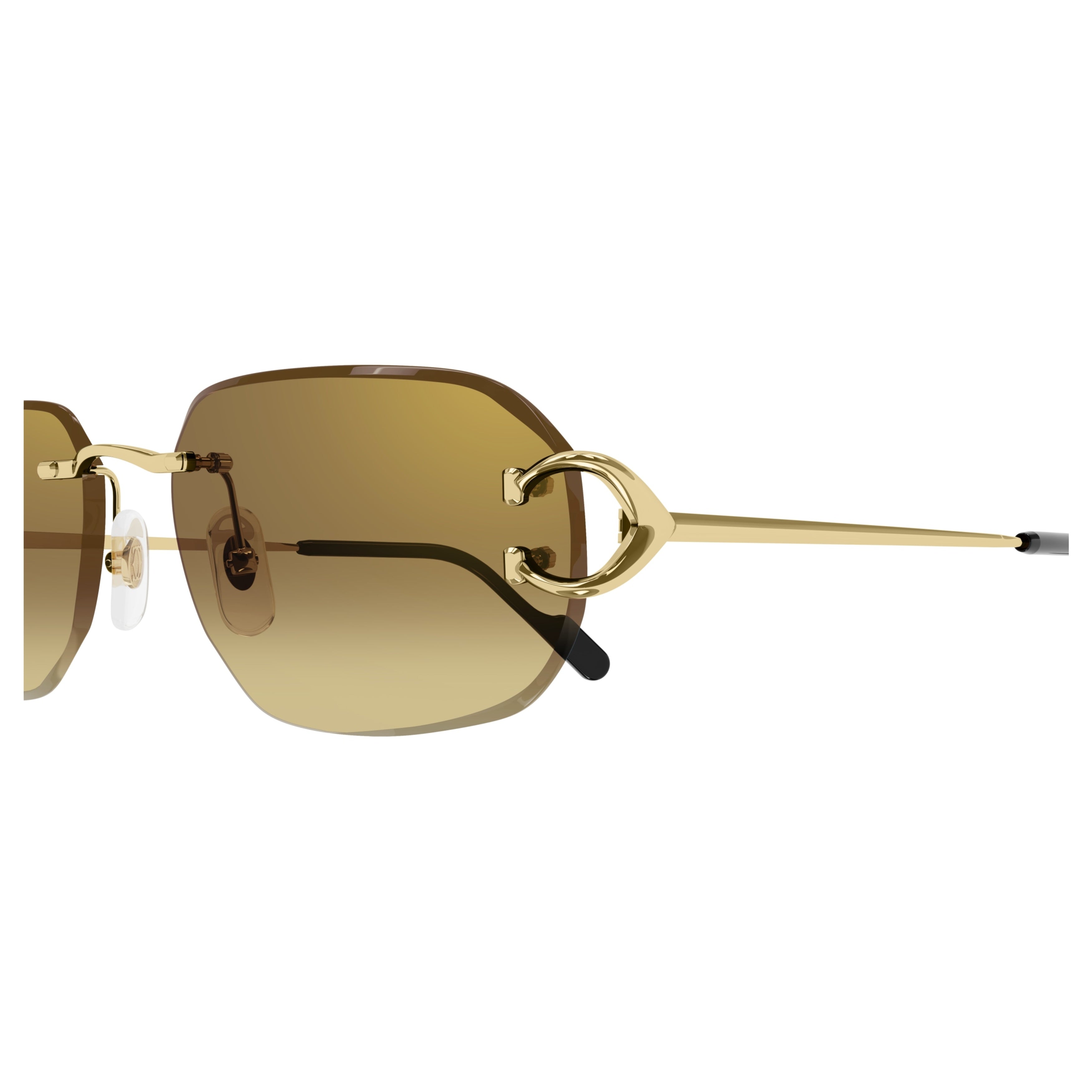 Rimless Sunglasses With Rectangular Brown Gradient Lenses