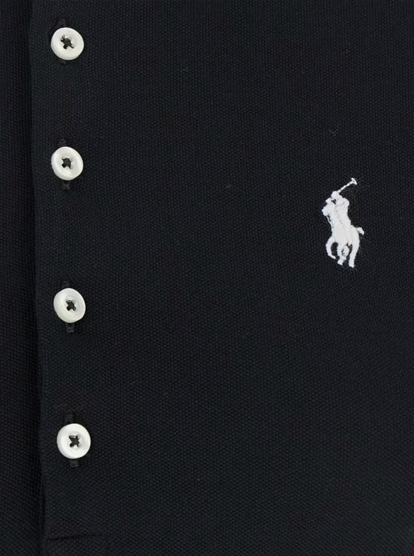 Fitted Black Polo Shirt With Classic Collar And Embroidered Logo