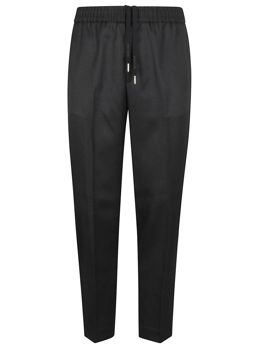 Virgin Wool Twill Trousers With Gold-Tone Logo Detail