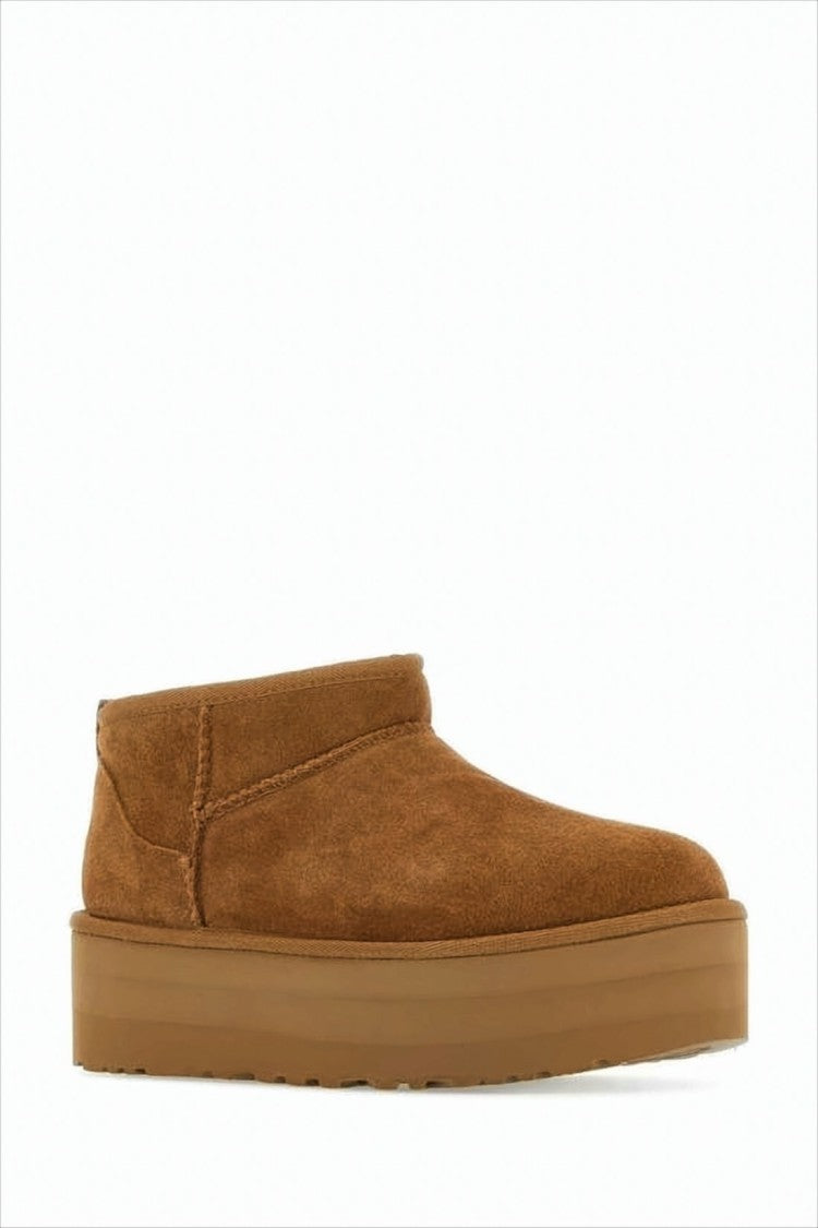 Brown Suede Low-Cut UGG Boots with Wool Lining