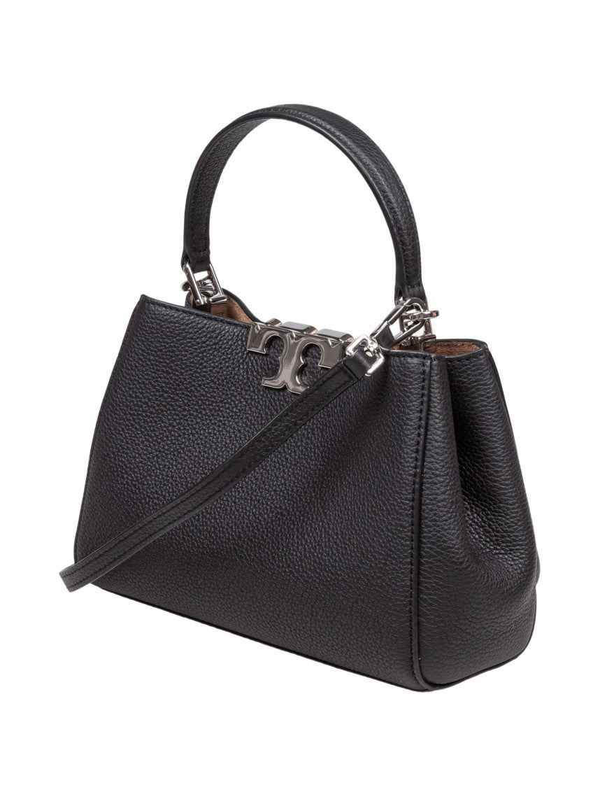 Eleanor Mini Satchel In Hammered Leather Black
