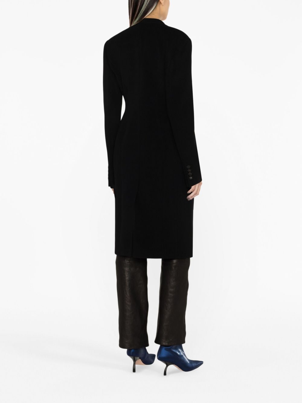 Black Coat Double-Breasted Wool Peacoat