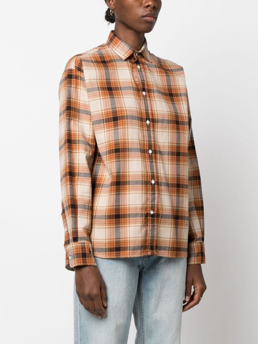 Check Print Beige Shirt