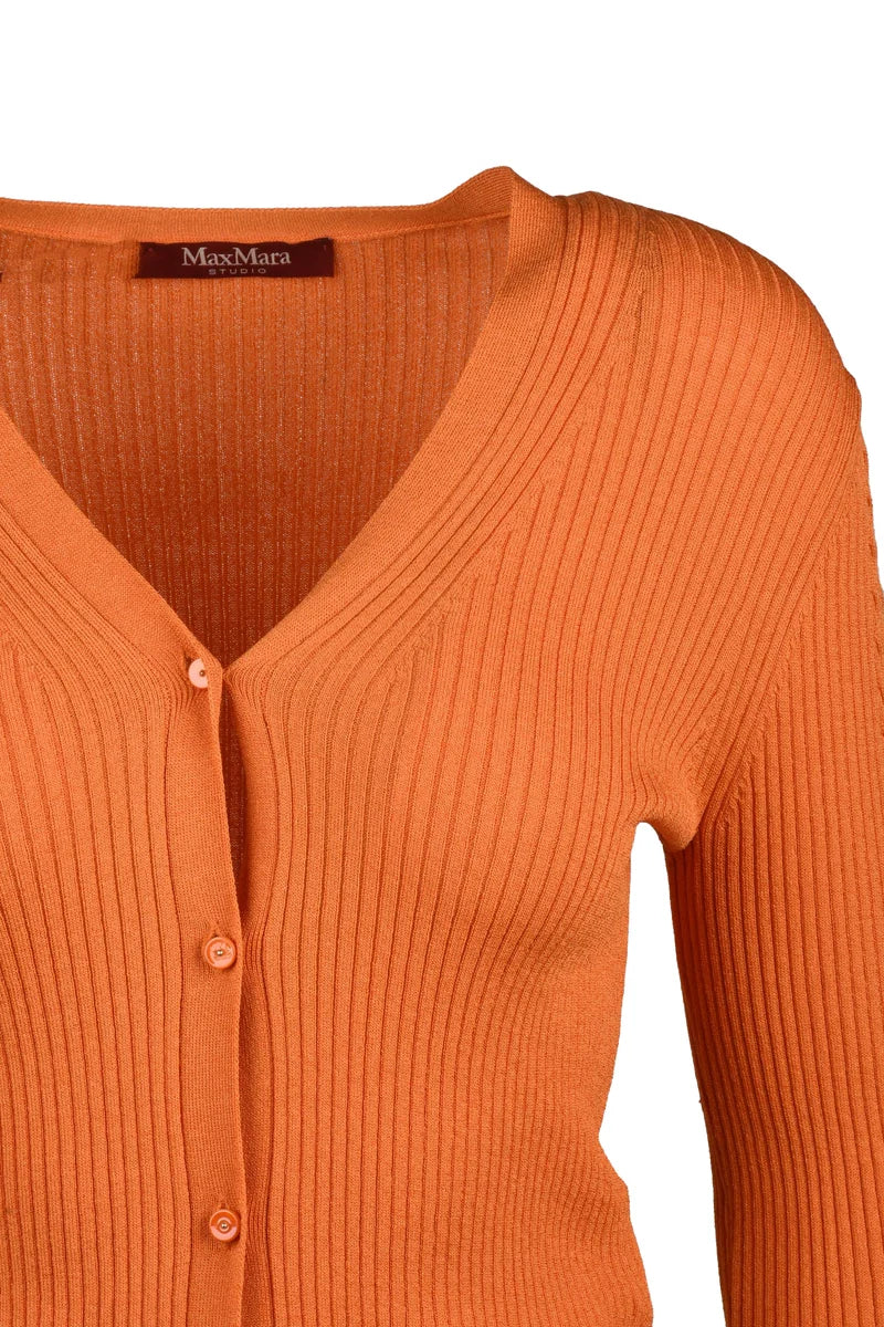 Ribbed Cardigan - Orange