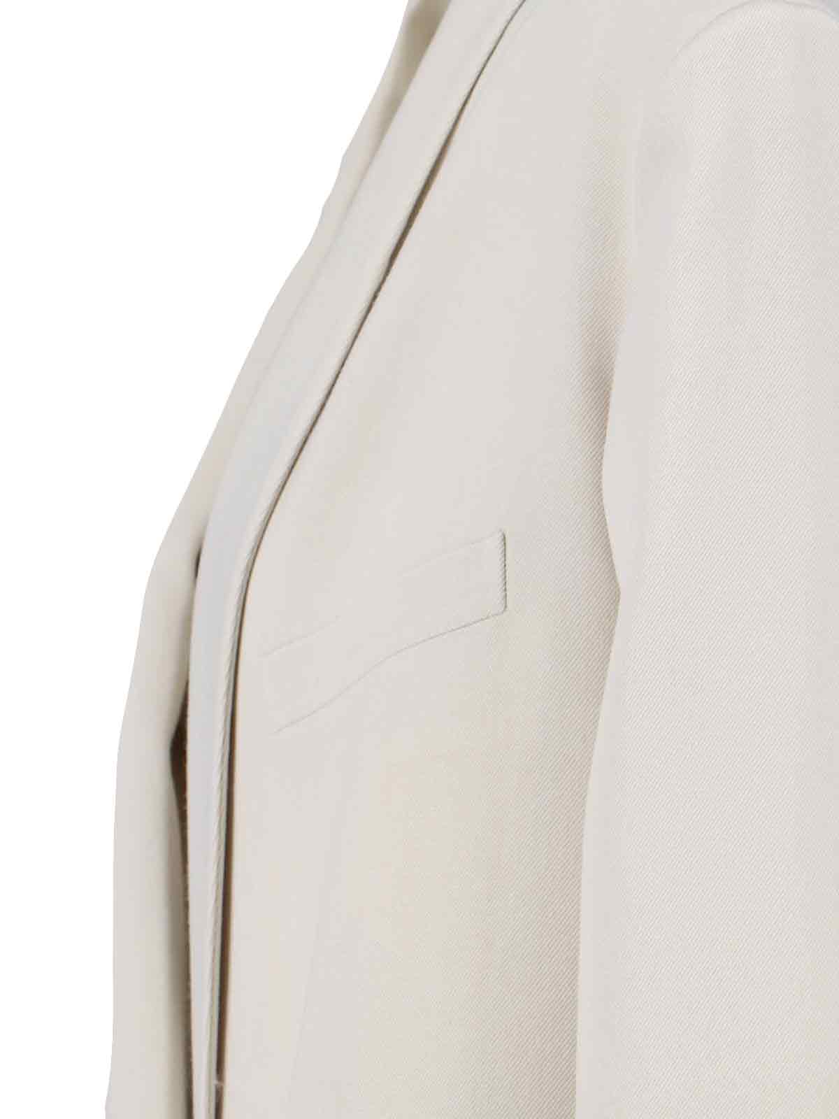 Double-Breasted White Wool Coat