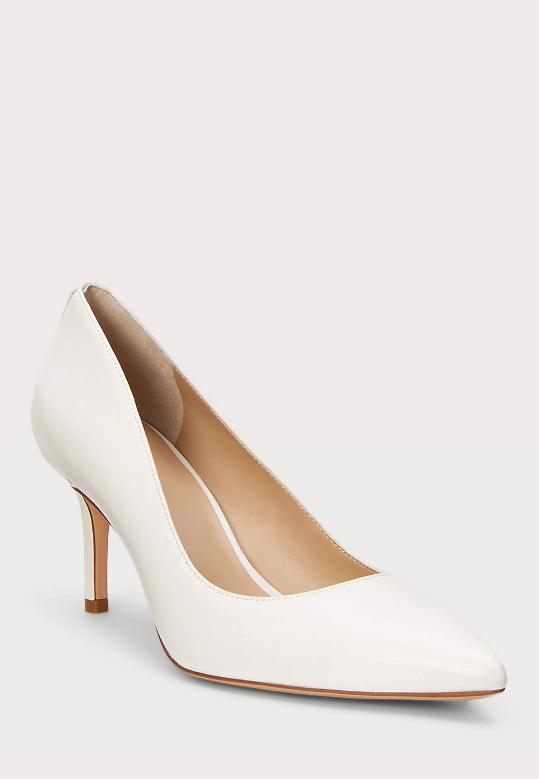 White Closed Toe Nappa Pumps