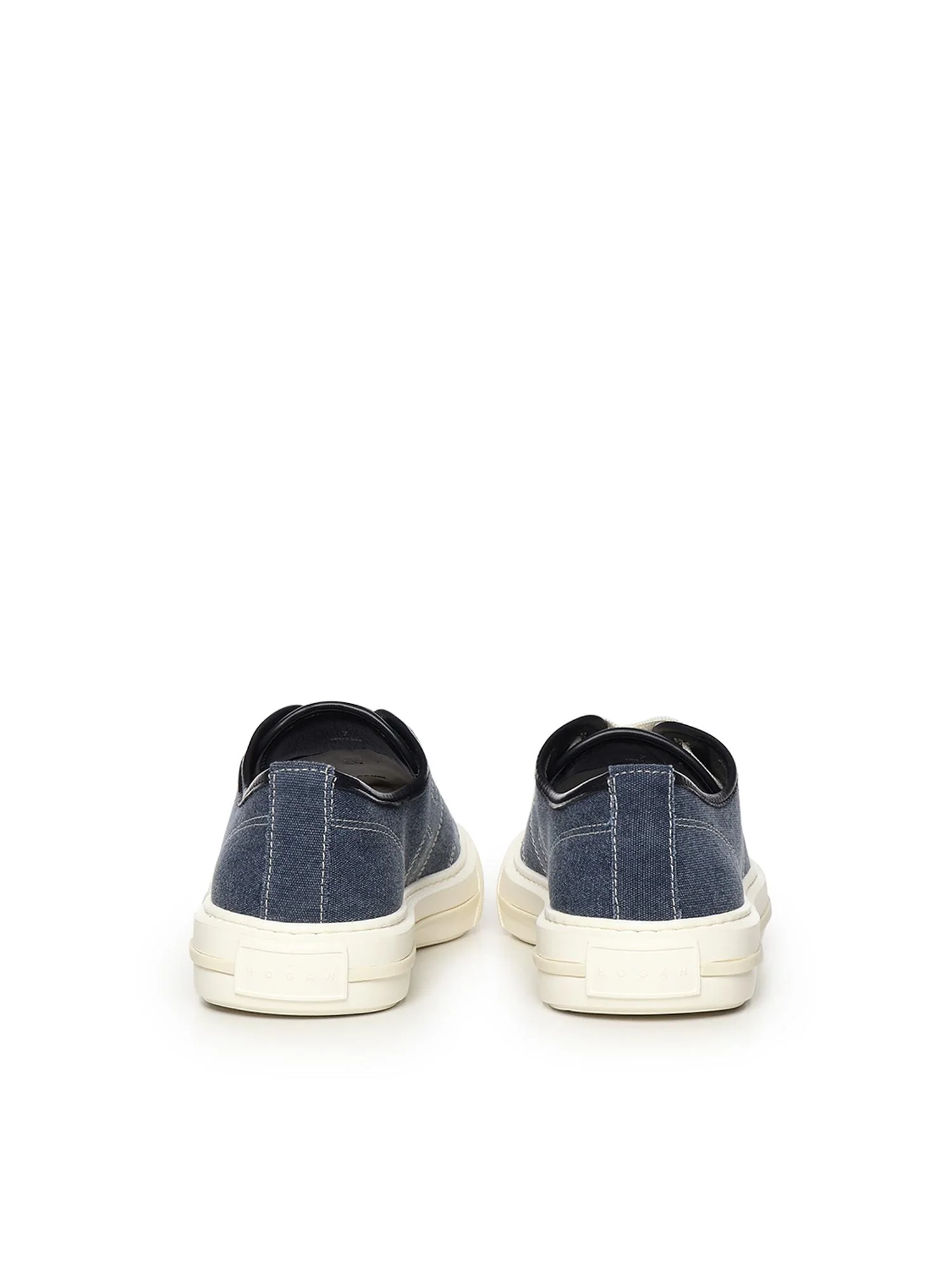Denim-Textured Low-Top Sneakers with Embossed Logo