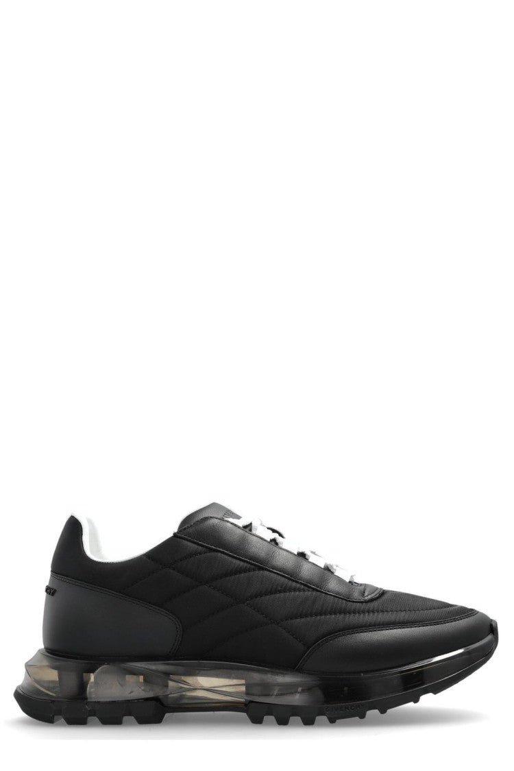 Quilted Black Sneakers with Translucent Sole