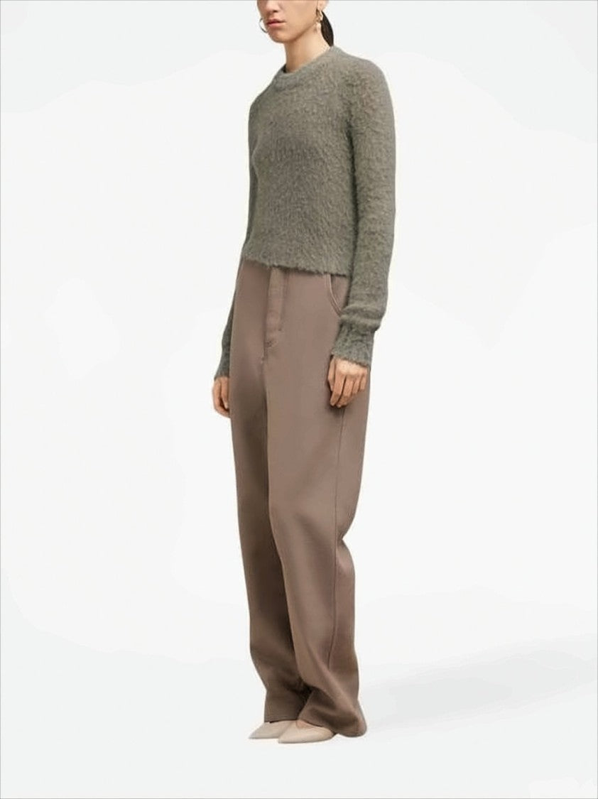 Cropped Fuzzy Knit Sweater with Unique Texture