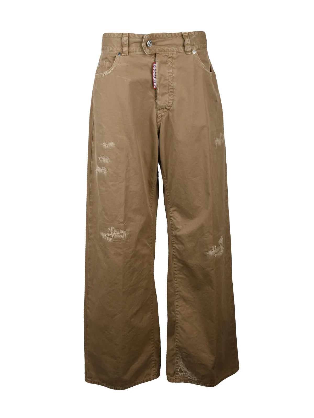 Wide-Leg Trousers with Distressed Details