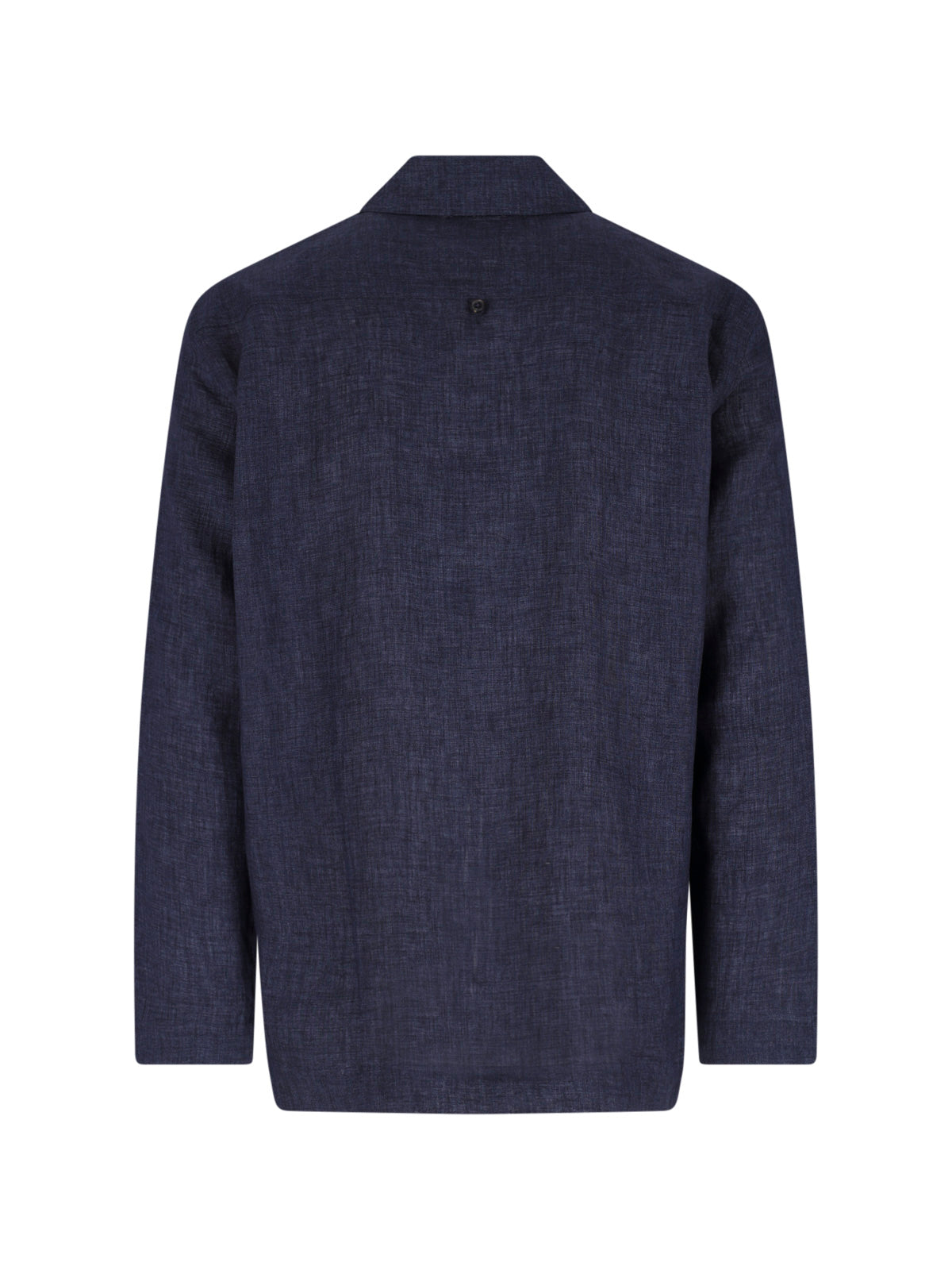 Navy Blue Classic Collar Linen Shirt