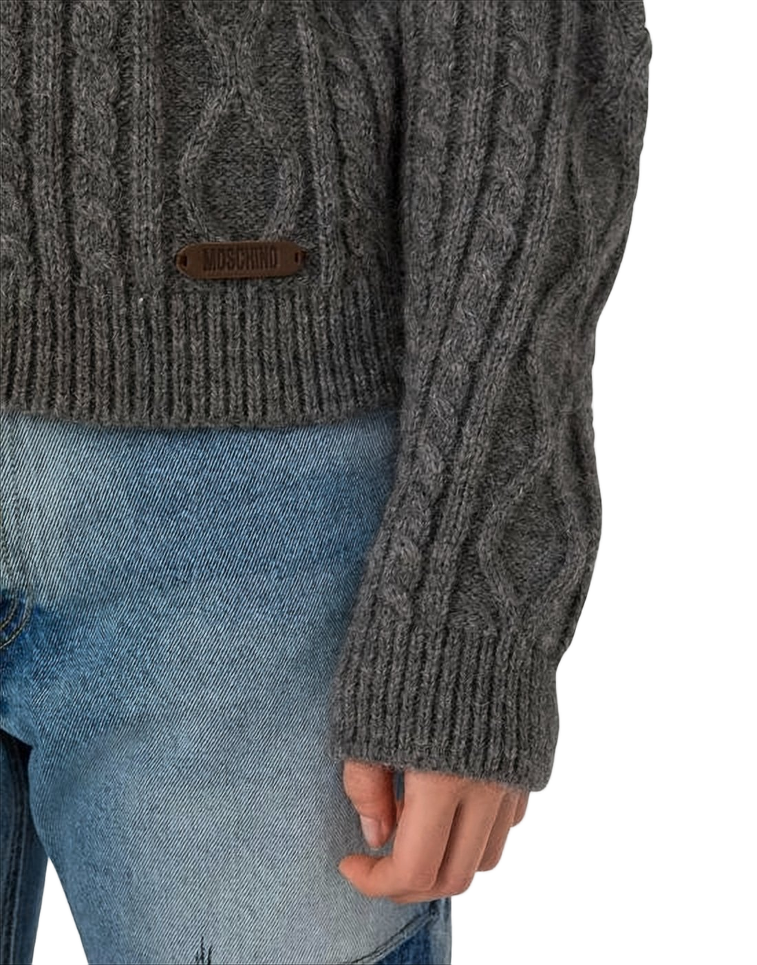 Two-Tone Cable Knit Moschino Cardigan