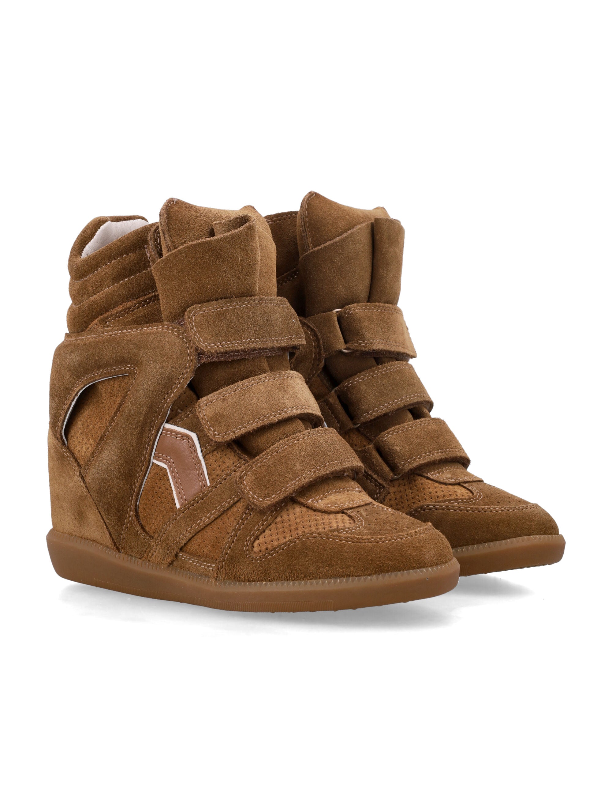 Zamszowe sneakersy na koturnie z wewnętrznym podwyższeniem