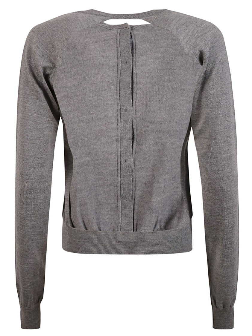 Button-Down Grey Sweater With Cut-Out Detail